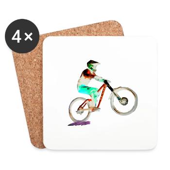 vtt mtb downhill - Dessous de verre (lot de 4) - blanc - Devant