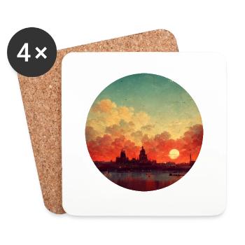 Vintage sunset City Painting - Untersetzer (4er-Set) - Weiß - Vorne