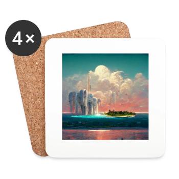Peinture Future Paradise Island - Dessous de verre (lot de 4) - blanc - Devant