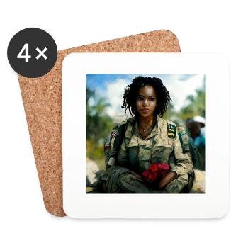 Belle peinture médicale de combat de l’armée américaine - Dessous de verre (lot de 4) - blanc - Devant