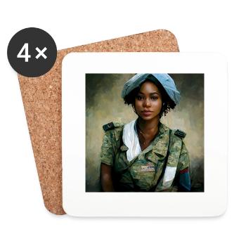 Belle peinture médicale de combat de l’armée américaine - Dessous de verre (lot de 4) - blanc - Devant