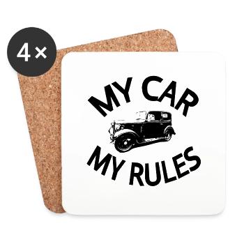 Car - Coasters (set of 4) - white - Front