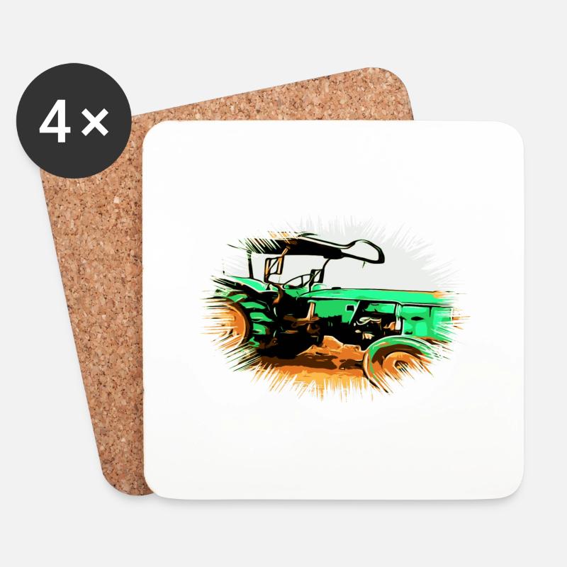 Traktor - Untersetzer (4er-Set) - Weiß