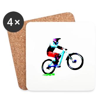 MTB bergab - Untersetzer (4er-Set) - Weiß - Vorne