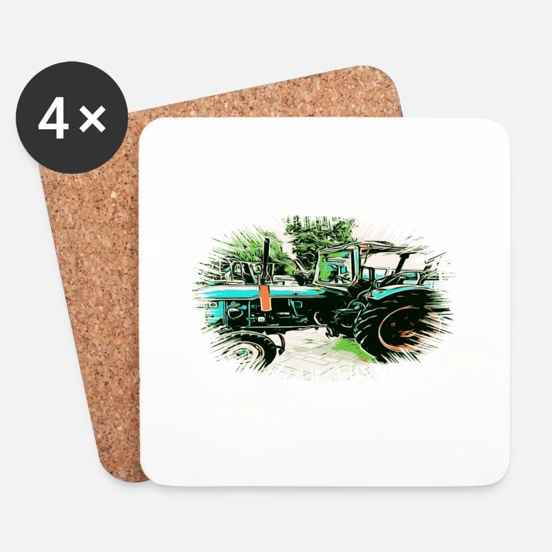 Tractor - Coasters (set of 4) - white