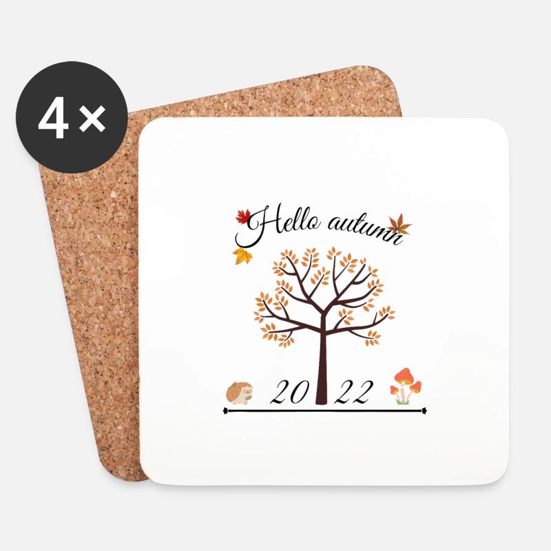 Hallo Herbst - Untersetzer (4er-Set) - Weiß