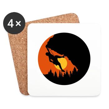 Sun Evening Climbing Silhouette - Coasters (set of 4) - white - Front
