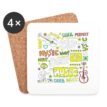 Musique drôle jazz retro song hipster vinyl rock - Dessous de verre (lot de 4) - blanc - Devant