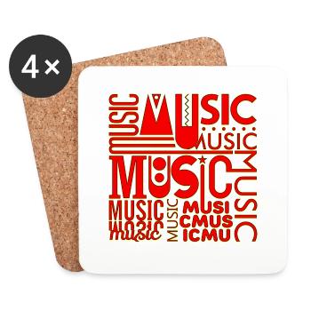 Musique drôle jazz retro song hipster vinyl rock - Dessous de verre (lot de 4) - blanc - Devant