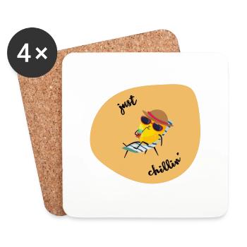 Sommer summer lemon Zitrone chillen - Untersetzer (4er-Set) - Weiß - Vorne
