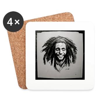 Peinture à croquis rastafari - Dessous de verre (lot de 4) - blanc - Devant