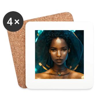 Belle peinture de la femme noire - Dessous de verre (lot de 4) - blanc - Devant