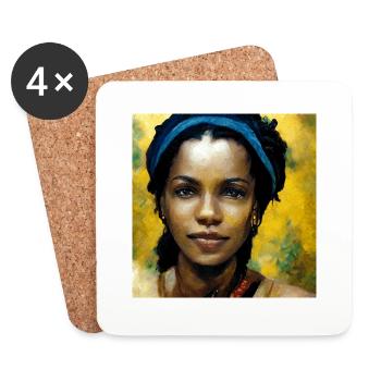 Beautiful Jamaican Women's Painting - Coasters (set of 4) - white - Front