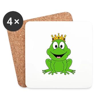 FROSCHKÖNIG - FROSCH - TIER - KIND - BABY - FUN - Untersetzer (4er-Set) - Weiß - Vorne