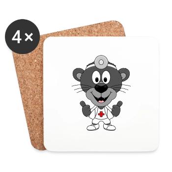 TIERARZT - ARZT - DOCTOR - PANTHER - TIERISCH - Untersetzer (4er-Set) - Weiß - Vorne