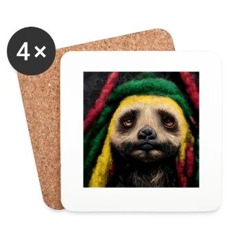 Rasta-faultier - Untersetzer (4er-Set) - Weiß - Vorne