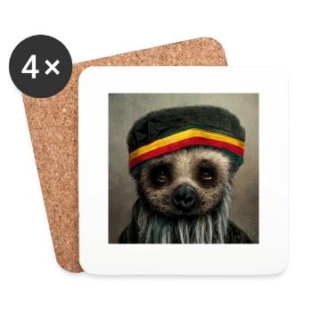 Rasta Sloth - Coasters (set of 4) - white - Front