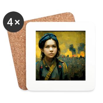 Fille ukrainienne pendant la guerre - Dessous de verre (lot de 4) - blanc - Devant