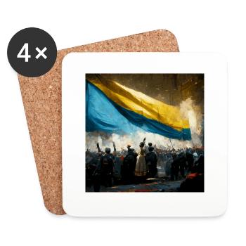 Victoire de l’Ukraine - Dessous de verre (lot de 4) - blanc - Devant