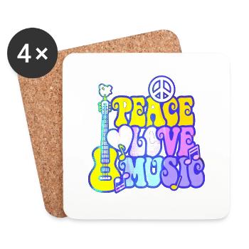 Musique drôle jazz retro song hipster vinyl rock - Dessous de verre (lot de 4) - blanc - Devant