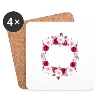 nounou en or Couronne de fleurs - Dessous de verre (lot de 4) - blanc - Devant