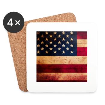 Amerikanisches Flaggen-logo - Untersetzer (4er-Set) - Weiß - Vorne