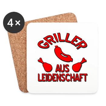 Grillen - Untersetzer (4er-Set) - Weiß - Vorne