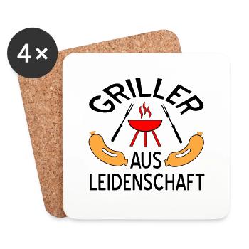 Grillen - Untersetzer (4er-Set) - Weiß - Vorne