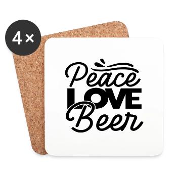 Peace Love Beer - Coasters (set of 4) - white - Front
