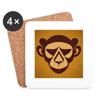 Monkey logo style drawing - Coasters (set of 4) - white - Front