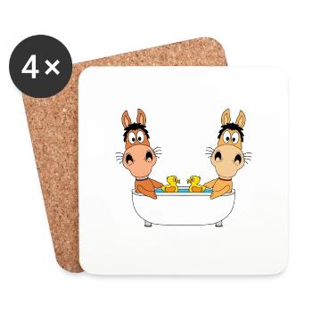 PONYS - PFERDE - BADEWANNE - TIERE - TIERISCH - Untersetzer (4er-Set) - Weiß - Vorne