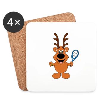 TENNISSPIELER - REH - SPORT - TENNIS - KIND - BABY - Untersetzer (4er-Set) - Weiß - Vorne