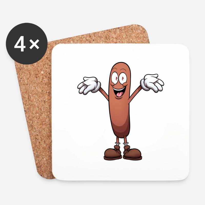 Süße Wurst - Untersetzer (4er-Set) - Weiß