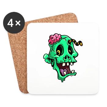 HEAD OF A FUNNY ZOMBIE - Coasters (set of 4) - white - Front