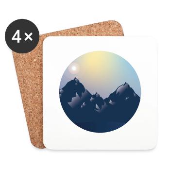 Mountains in a circle - Coasters (set of 4) - white - Front