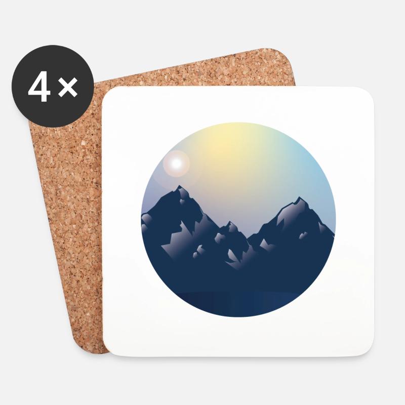 Berge im Kreis - Untersetzer (4er-Set) - Weiß