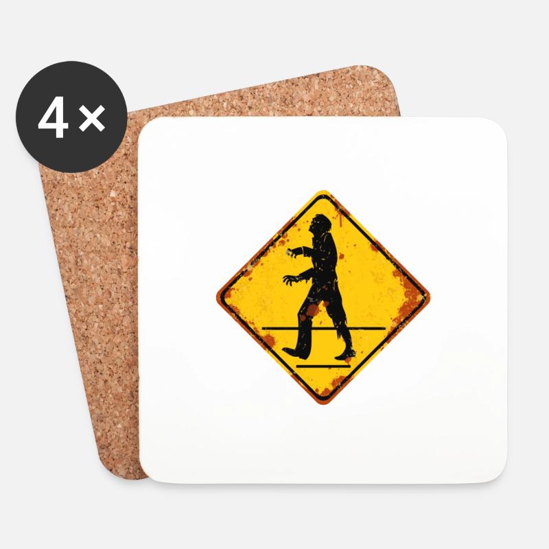 Caution Zombies. - Coasters (set of 4) - white