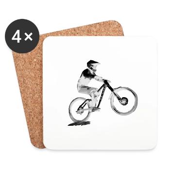 vtt mtb downhill - Dessous de verre (lot de 4) - blanc - Devant
