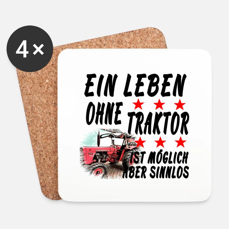 Traktor - Untersetzer (4er-Set) - Weiß