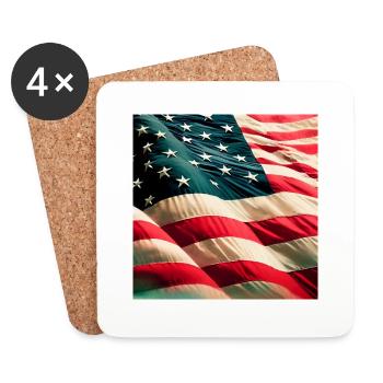 Drapeau des États-Unis - Dessous de verre (lot de 4) - blanc - Devant