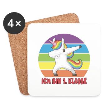 Einschulung Dabbing Unicorn - Untersetzer (4er-Set) - Weiß - Vorne