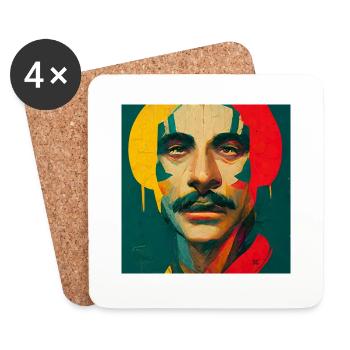 Esquisse colorée rastafari - Dessous de verre (lot de 4) - blanc - Devant