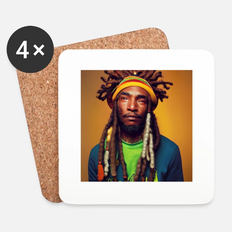 Rastafari Porträt - Untersetzer (4er-Set) - Weiß