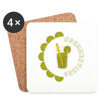 Summer vibes - Kiwi Design - Coasters (set of 4) - white - Front