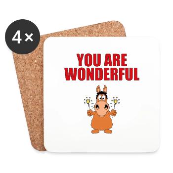 PFERD - PONY - WUNDERKERZEN - YOU ARE WONDERFUL - Untersetzer (4er-Set) - Weiß - Vorne