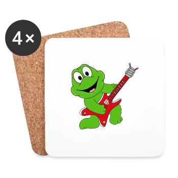 GITARRE - MUSIKER - FROSCH - GITARRIST - TIERISCH - Untersetzer (4er-Set) - Weiß - Vorne