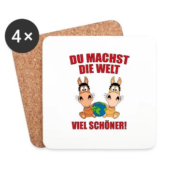 PFERDE - LIEBE - DU MACHST DIE WELT VIEL SCHÖNER! - Untersetzer (4er-Set) - Weiß - Vorne