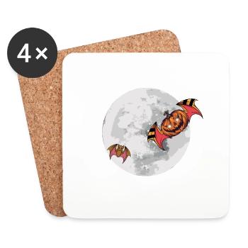 Fledermaus Kürbis Mond Halloween - Untersetzer (4er-Set) - Weiß - Vorne