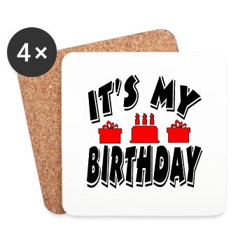Anniversaire - Dessous de verre (lot de 4) - blanc - Devant