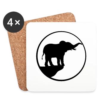 Cliff Moon Elephant Silhouette - Coasters (set of 4) - white - Front